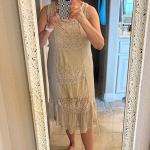 Altar'd State Cream Lace Midi Dress